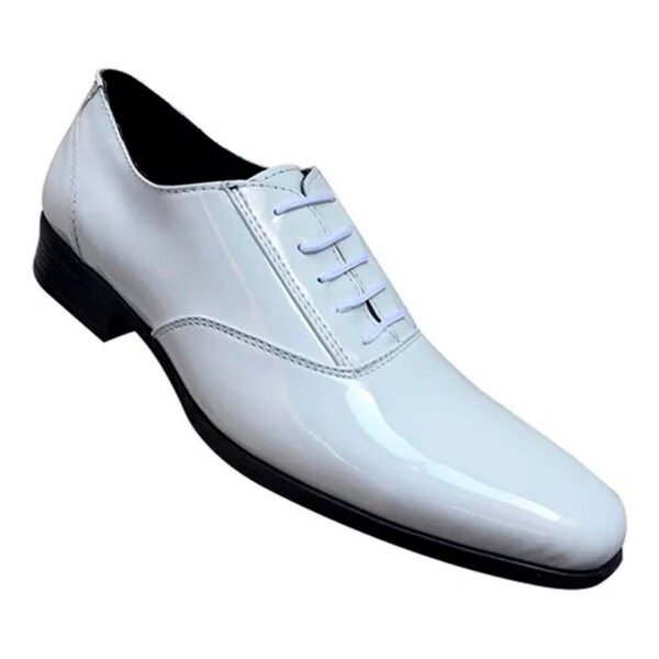 Zapato zanthy shoes de charol blanco modelo 113 calzado para caballero estilo vestir