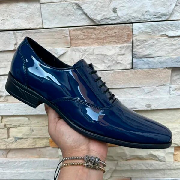Zapato zanthy shoes de charol marino modelo 113 calzado para caballero estilo vestir azul