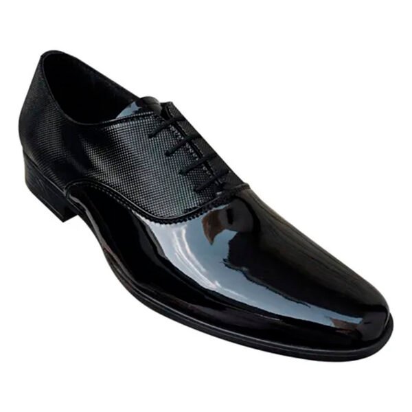 Zapato zanthy shoes de charol negro modelo 105 calzado para caballero estilo vestir