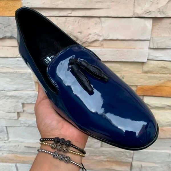 Zapato zanthy shoes slipper charol marino modelo 02 loafer mocasin calzado para caballero estilo vestir