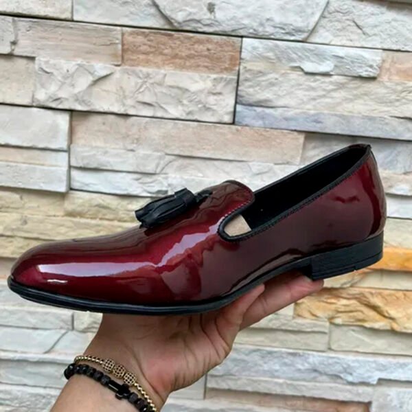 Zapato zanthy shoes slipper charol vino modelo 02 loafer mocasin calzado para caballero estilo vestir