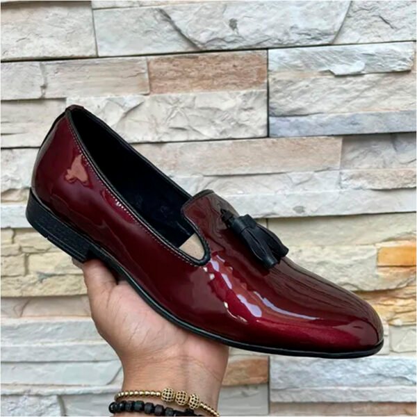 Zapato zanthy shoes slipper charol vino modelo 02 loafer mocasin calzado para caballero estilo vestir
