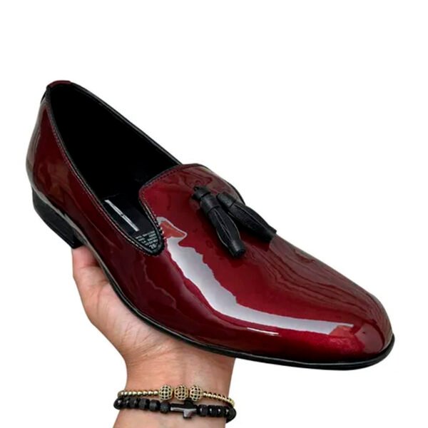 Zapato zanthy shoes slipper charol vino modelo 02 loafer mocasin calzado para caballero estilo vestir